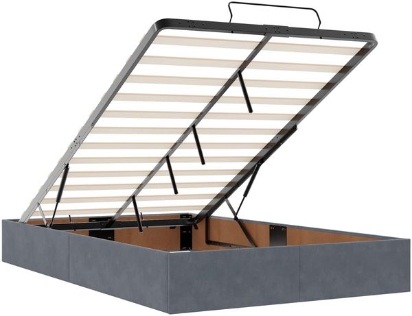 vidaXL Bettgestell mit Matratze 2 pcs Dunkelgrau Samt 3399553 Bild 11