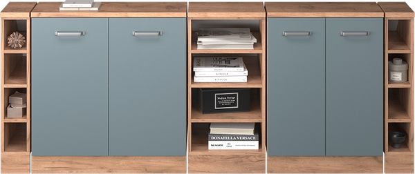 Küchenschrank für Dachschrägen R-Line Blau-Grau 210 cm 5er Set Schrankkorpuss 60 cm Tiefe Vicco Bild 5