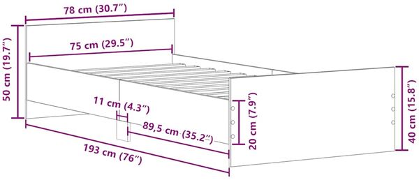 vidaXL Bettgestell ohne Matratze Räuchereiche 75x190 cm Holzwerkstoff 835950 Bild 10