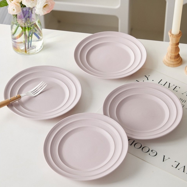 JIWOO Teller 4er,Ø21,5cm,Frühstücksteller,Salatteller,Dessertteller,Pastateller, (4 St), Keramik,Mikrowellen-und spülmaschinenfest,Rutschfest,langlebig Bild 3