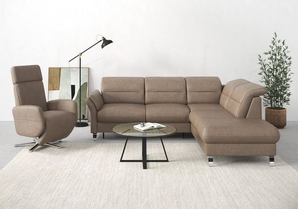 sit&more Ecksofa Grenoble L-Form mit Federkern, wahlweise mit Bettfunktion, Bettkasten, Arm- und Kopfteilverstellung