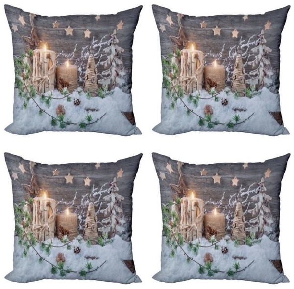 Abakuhaus Kissenbezüge Modern Accent Doppelseitiger Digitaldruck, (4 Stück), Weihnachten Kerzen mit Laternen Bild 4
