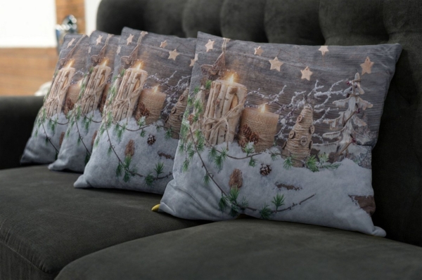 Abakuhaus Kissenbezüge Modern Accent Doppelseitiger Digitaldruck, (4 Stück), Weihnachten Kerzen mit Laternen Bild 2