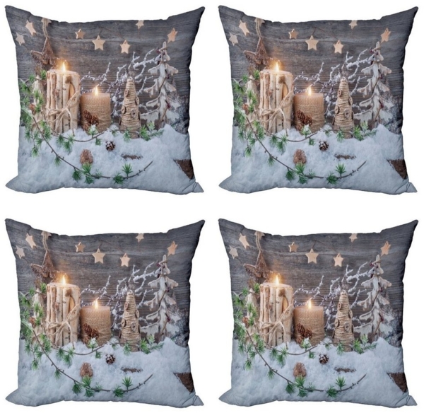 Abakuhaus Kissenbezüge Modern Accent Doppelseitiger Digitaldruck, (4 Stück), Weihnachten Kerzen mit Laternen Bild 1