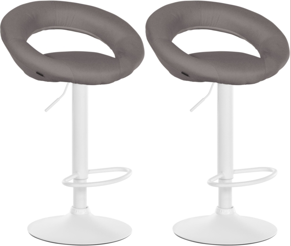CLP 2er Set Barhocker Olinda Stoff drehbar und höhenverstellbar,grau weiß