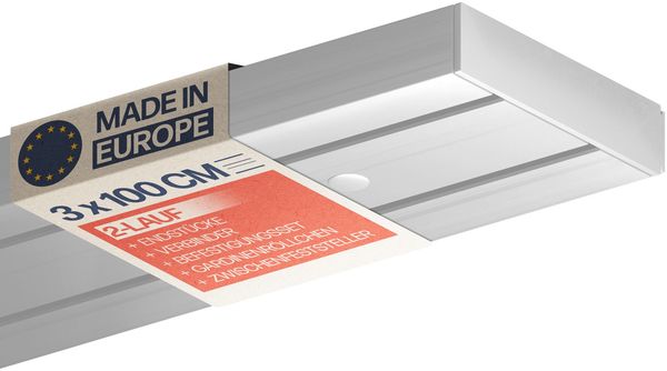 Gardinenschienen-Set 2-läufig 300 cm (3x100 cm) inkl. Zubehör