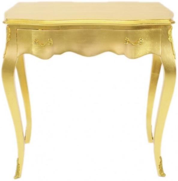 Casa Padrino Barock Konsolen Tisch Gold mit Schublade 80 x 40 cm - Möbel Antik Stil