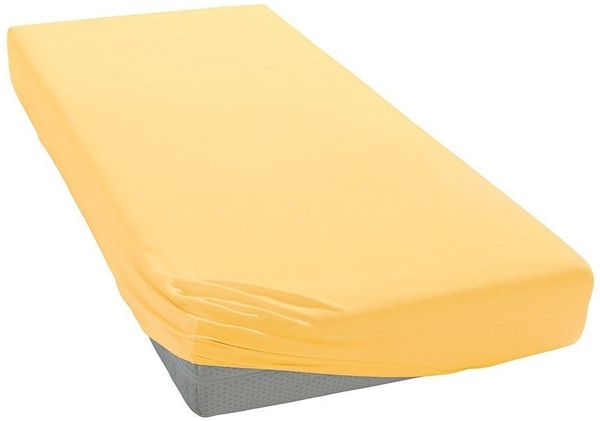 ESTELLA Spannbetttuch Zwirnjersey | quitte | 100x200 cm | passend für Matratzen 90-120 cm (Breite) x 200-220 cm (Länge) | trocknerfest und bügelfrei | 97% Baumwolle 3% Elastan