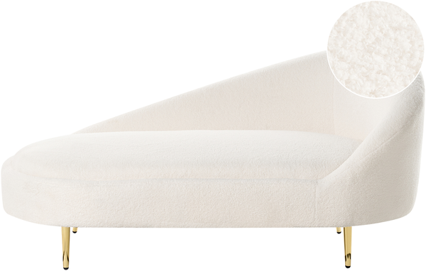 Beliani 'VALREAS' Chaiselongue, Bouclé cremeweiß, Rechtsseitig