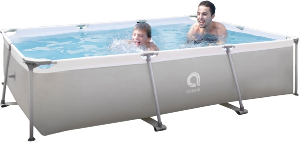 Avenli Frame Rectangular Pool 300 x 207 x 65 cm, Aufstellpool, rechteckig, ohne Pumpe, grau
