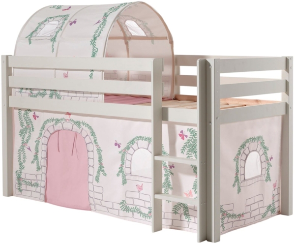 Kinderbett Karolina 210x114x106 Massivholz Weiß Textilset Burg 2