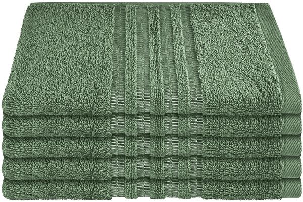 Schiesser Frottier Gästetücher Milano im 5er Set aus Flauschiger, hautfreundlicher Baumwolle, Made IN Green, Farbe:Dunkelgrün, Größe:30x50 cm
