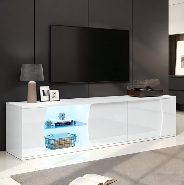 TV-Schrank mit LED-Beleuchtung, 180 x 40 x 45 cm, weiß