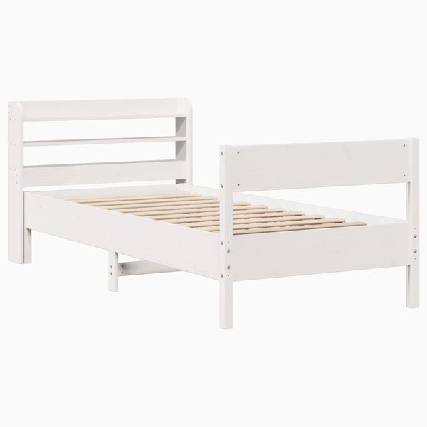 vidaXL Massivholzbett ohne Matratze Weiß 75x190 cm Kiefernholz 3306952 Bild 3