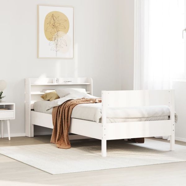 vidaXL Massivholzbett ohne Matratze Weiß 75x190 cm Kiefernholz 3306952