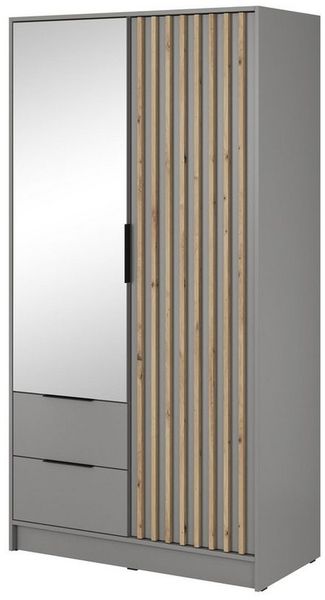 Compleo Kleiderschrank LISA Drehtürenschrank mit Lamellen, 2-türige Schrank, 100 cm