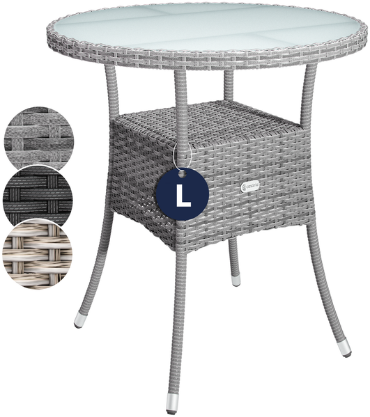 CASARIA® Polyrattan Balkontisch Beistelltisch Rund Ø 60cm Grau