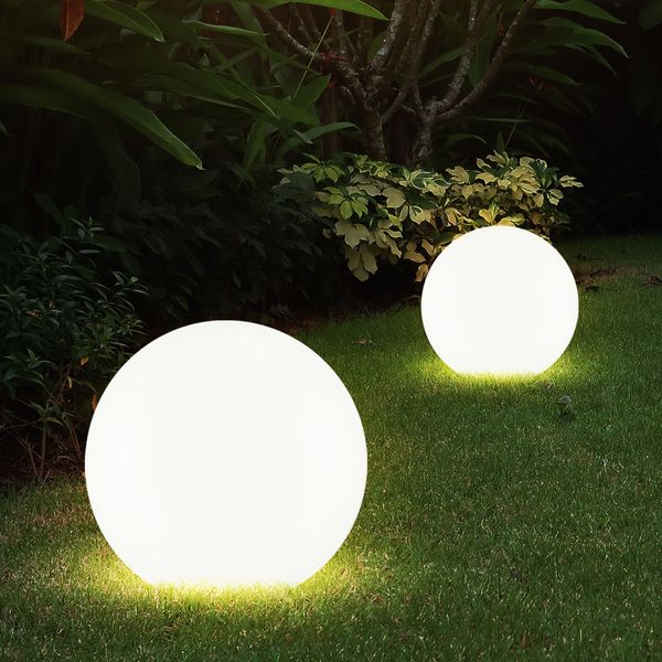 2er LED Solarleuchte, Kugel weiß, Ø 20 cm