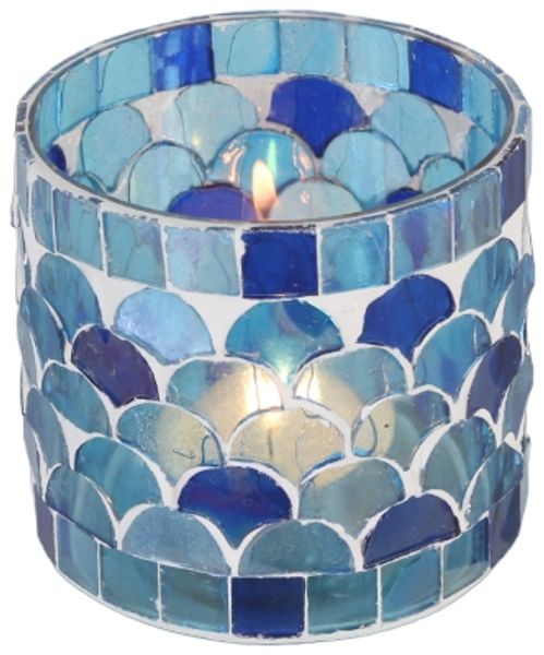 Orientalisches Mosaik Windlicht Athen Dunkelblau S