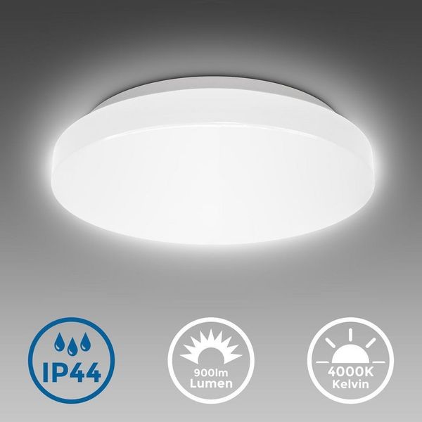 B.K.Licht LED Deckenleuchte LED Deckenlampe Ø22cm Badezimmer weiß - BKL1295, LED fest integriert, 4000K - Neutralweiß, Badezimmerlampe Decke Leuchtmittel 10W 900lm 4000K neutralweiß