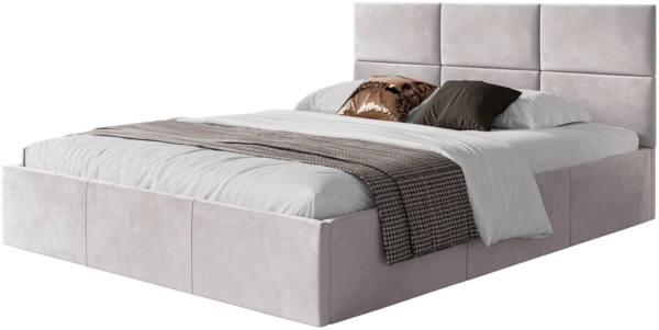 Selsey 'Nestio' Polsterbett mit Bettkasten, Samt, hellbeige, 140x200