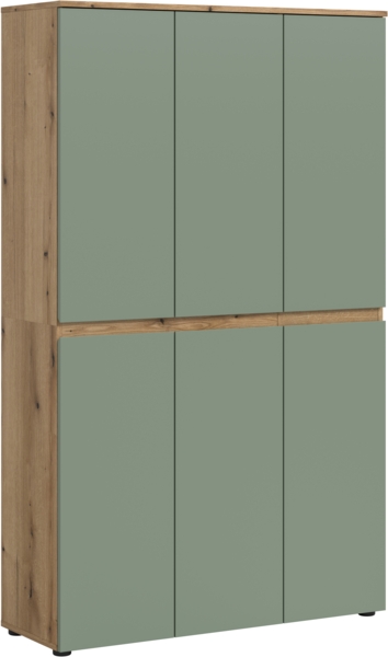Universalschrank (B/H/T: 105x175x37 cm) in Smoke Green Nachbildung und Evoke Oak Nachbildung