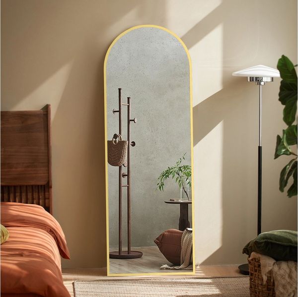 Boromal Ganzkörperspiegel Schwarz Weiß Rahmen Standspiegel Oval Wandspiegel Groß Wand Ganzkörper (für Schlafzimmer Badezimmer Wohnzimmer Arched), Spiegel Rund