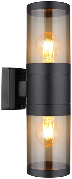 LED Wandleuchte, Up & Down, Edelstahl, schwarz, rauch, H 38 cm