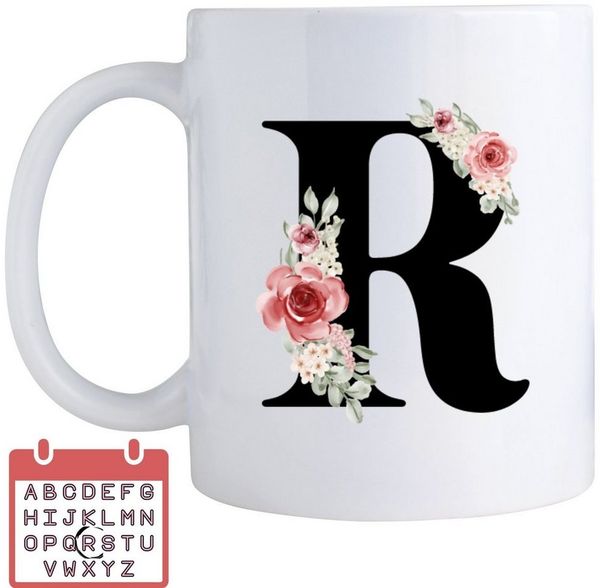 Giftandprint Tasse personalisiert mit Anfangsbuchstabe Monogramm Geburtstag Geschenk Frau, Geschenke für Frauen, Spülmaschinengeeignet, Mit Geschenkbox