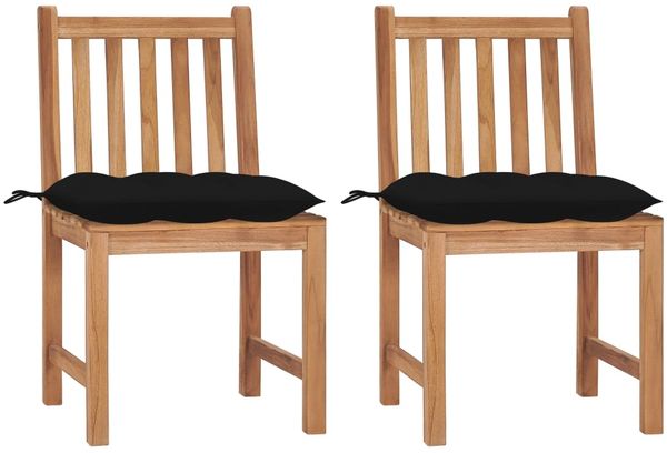 vidaXL Gartenstühle 2 Stk. mit Kissen Massivholz Teak 3062938