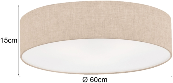 LED Deckenlampe rund groß mit Lampenschirm Leinen Beige, Ø 60cm Bild 4