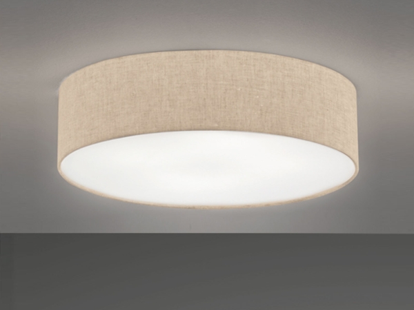 LED Deckenlampe rund groß mit Lampenschirm Leinen Beige, Ø 60cm Bild 1