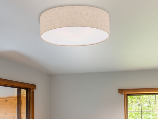 LED Deckenlampe rund groß mit Lampenschirm Leinen Beige, Ø 60cm Bild 5