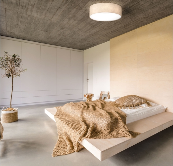 LED Deckenlampe rund groß mit Lampenschirm Leinen Beige, Ø 60cm Bild 7