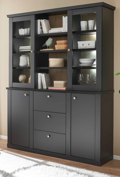Buffet Filmore in schwarz matt Landhaus 158 cm