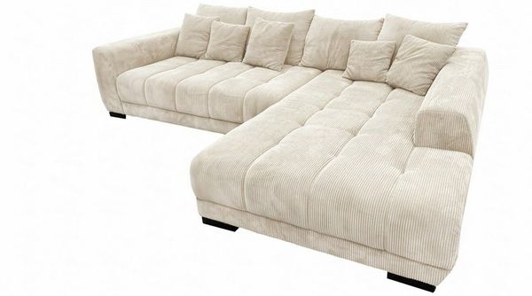 Massivart® Ecksofa Cord 300x215 cm / Nosagfederung / Cordsofa / ARTEMIS, inkl. Kissen-Set · frei im Raum stellbar