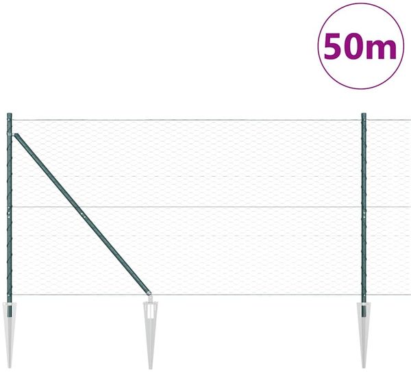 vidaXL Sechseckiger Zaun mit Pfosten 50 x 1,4 m Grün Netz 3353140 Bild 3