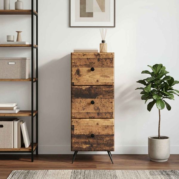 vidaXL Schubladenschrank Altholz 33 x 34,5 x 90 cm Holzwerkstoff 895543