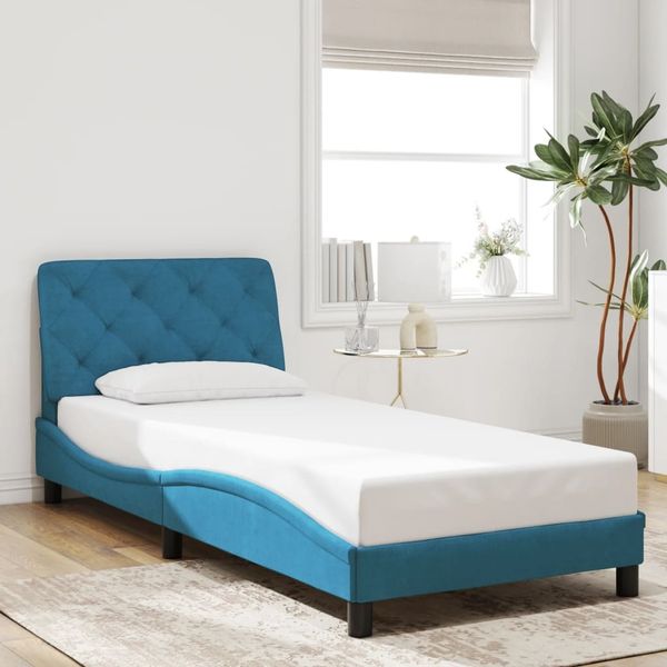 vidaXL Bettgestell ohne Matratze Blau 90x200 cm Samt 3207903