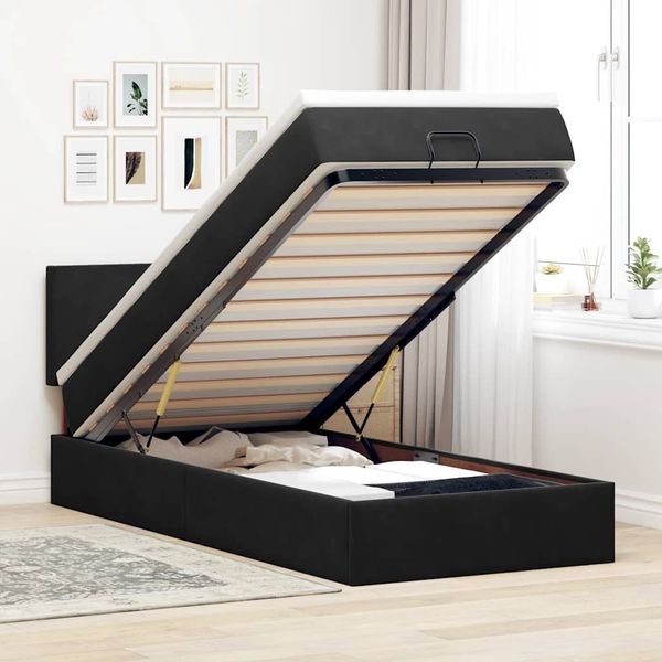 vidaXL Ottoman-Bett mit Matratze Schwarz 90x190 cm Samt 3311671