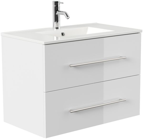 Badmöbel Firenze 80 SoftClose weiss hochglanz : Weiss hochglanz