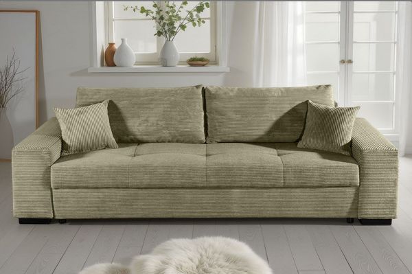 COLLECTION AB Schlafsofa Kreta, B: 248 cm, Liegefl. 137x195 cm, Bettfunktion, Bettkasten & 2 Zierkissen, optional mit Topper