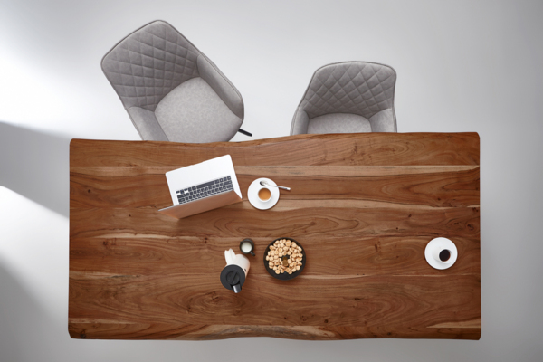 Esszimmertisch Baumkante Esstisch Massivholz Akazie Kufengestell nussbaum 180x90 schwarz 523562 Bild 4