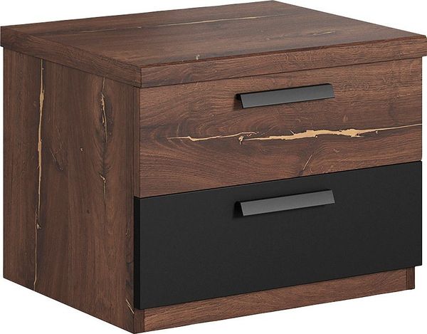 INOSIGN Nachtkommode Sigma, Breite 46 cm, moderner Nachtschrank mit 2 Schubladen, Nachttisch viel Stauraum, Nachtkonsole