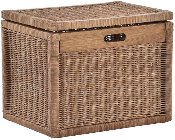 Krines Home Aufbewahrungskorb Hoher Korb mit Deckel Rattan geflochten Regalkorb Aufbewahrungsbox