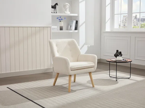 Vente-unique - SERINO Sessel Stoff Weiß - B 68 cm x H 79 cm x L 65 cm