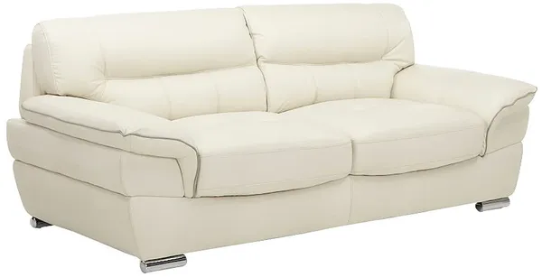 Vente-unique - THIBAULT Sofa and armchair set Leder Weiß - B 93 cm x H 87 cm x L 115 cm168 cm210 cm