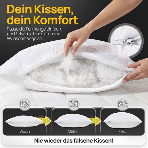 LILENO HOME Kopfkissen - gestepptes Kissen in verschiedenen Größen - Made in Germany, Füllung: 100% Polyester, Rückenschläfer, Seitenschläfer, Bauchschläfer, Spar-Set, 1er Set, Kopfkissen 65x65 cm, allergikergeeignet, Bettkissen oder Dekokissen