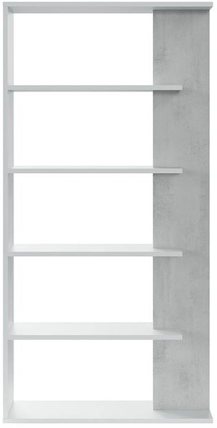 Anbauregal >ALIDA< Bücherregal, Zementgrau Dekor - 90x180x25 (BxHxT) Bild 5