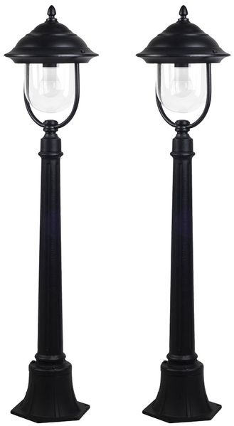 2er Set Außenstehleuchte, Laterne, Aluminium schwarz, H 111 cm